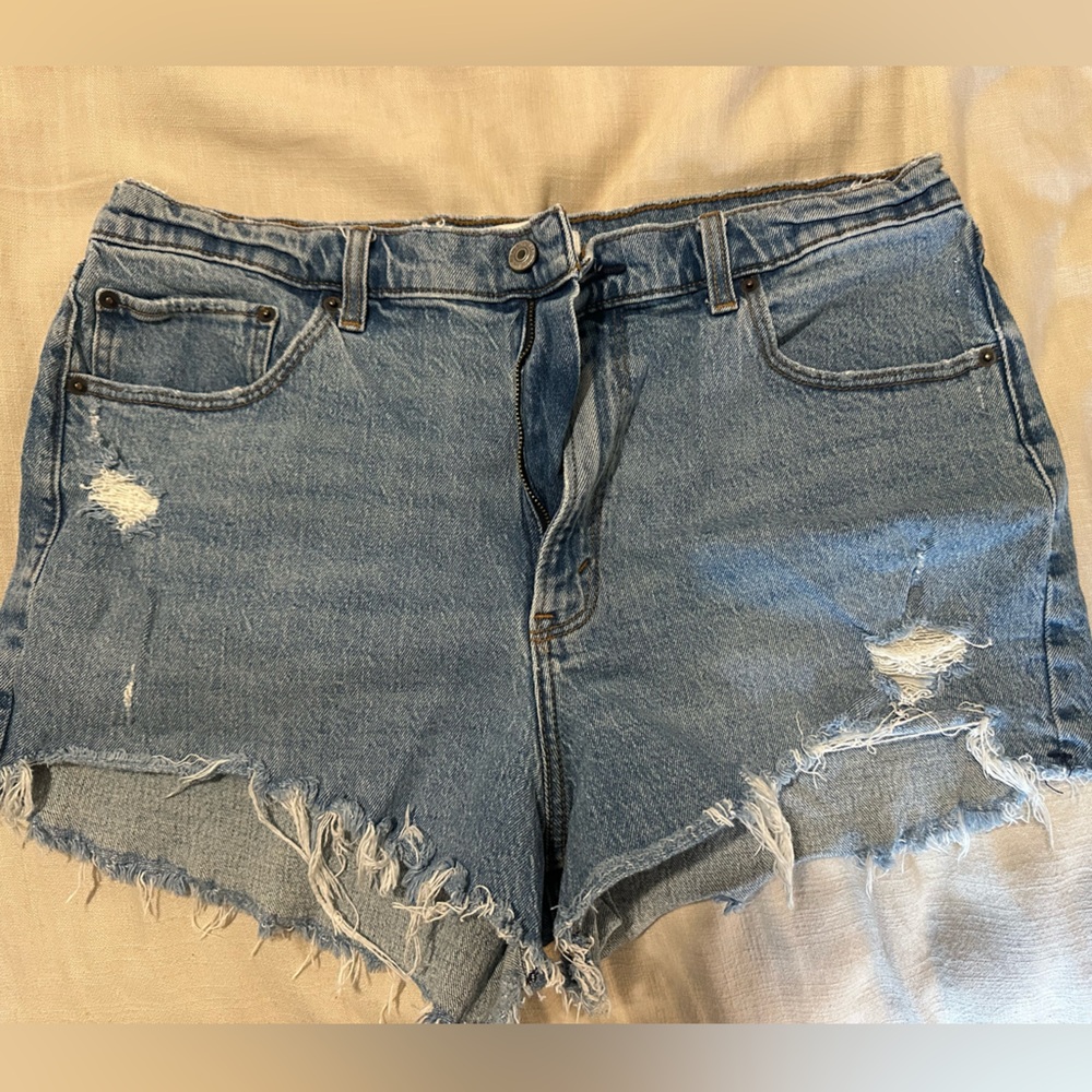 Abercrombie & Fitch Blue Distressed Jean Shorts